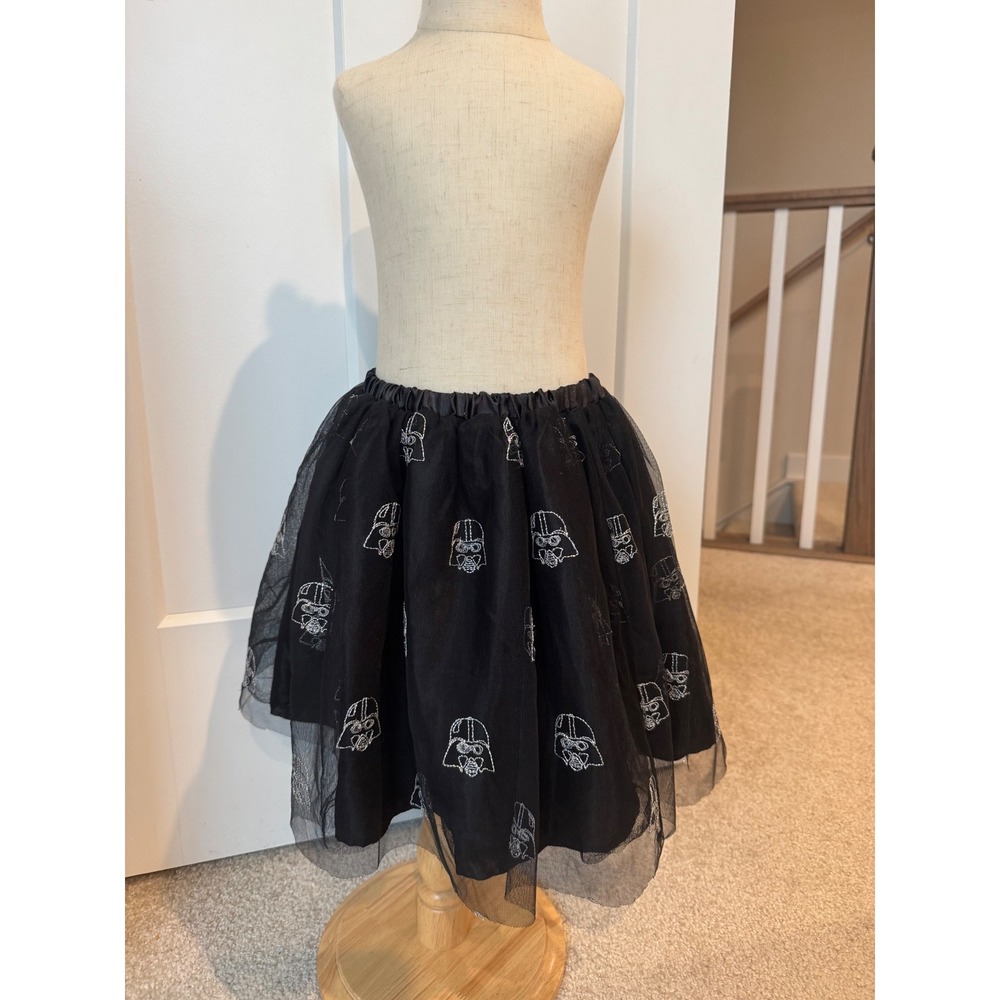 Hanna Andersson Star Wars Darth Vader Tulle Skirt Black Silver Glitter Girls 8